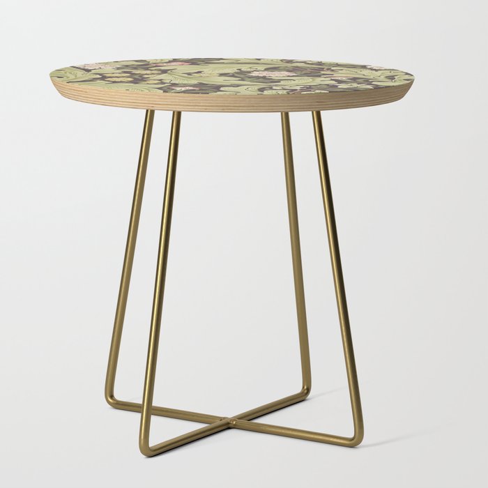 William Morris Leicester Chocolate Olive Floral Side Table Gallery Image 1