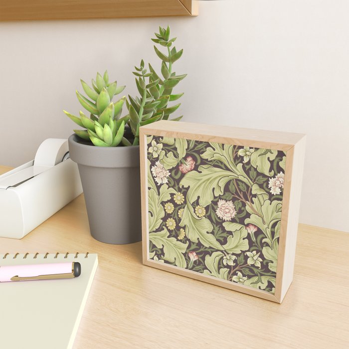 William Morris Leicester Chocolate Olive Floral Mini Art Print Gallery Image 2