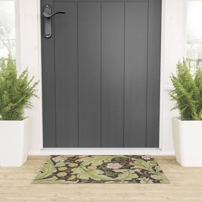William Morris Leicester Chocolate Olive Floral Welcome Mat Gallery Image 3
