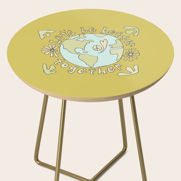 let's be better together // protect mother earth // retro art by surfy birdy Side Table Gallery Image 2