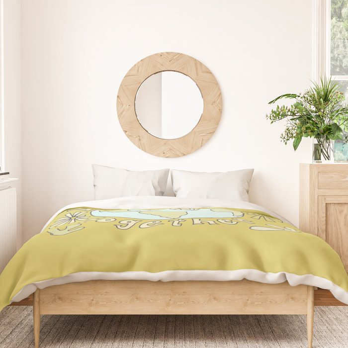 let's be better together // protect mother earth // retro art by surfy birdy Duvet Cover Gallery Image 3