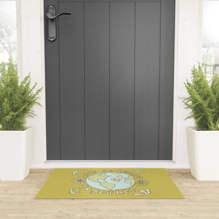 let's be better together // protect mother earth // retro art by surfy birdy Welcome Mat Gallery Image 3