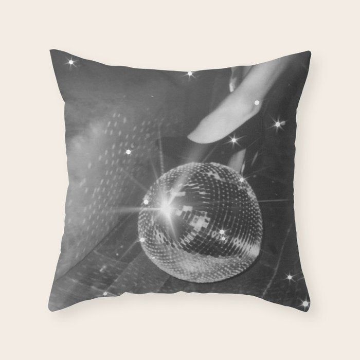 Disco Night | Black & White Photography | Vintage Photo Art Print | Groovy Christmas Party Throw Pillow Gallery Image 6