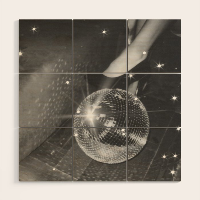 Disco Night | Black & White Photography | Vintage Photo Art Print | Groovy Christmas Party Wood Wall Art Gallery Image 1