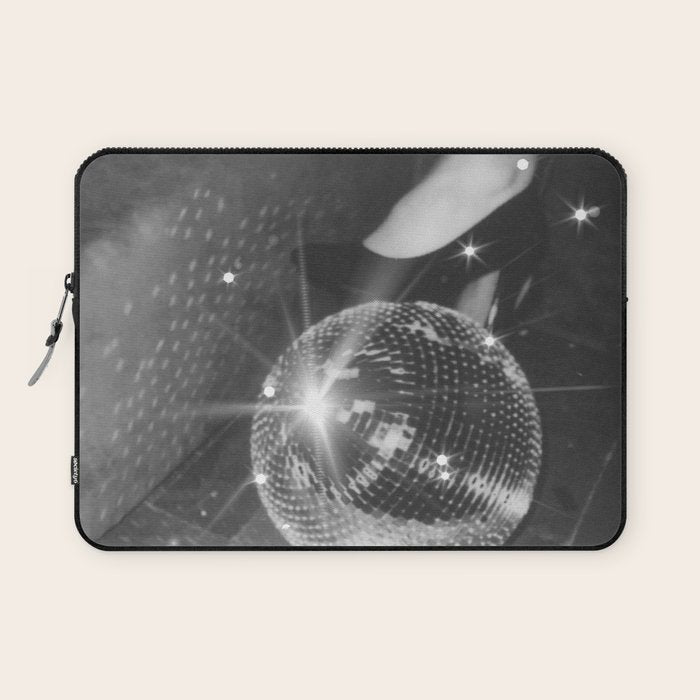 Disco Night | Black & White Photography | Vintage Photo Art Print | Groovy Christmas Party Laptop Sleeve Gallery Image 1