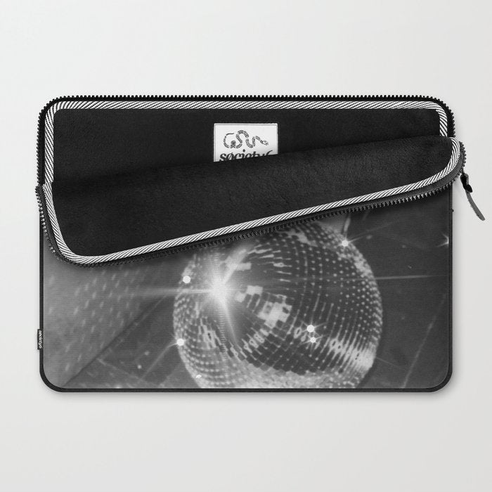 Disco Night | Black & White Photography | Vintage Photo Art Print | Groovy Christmas Party Laptop Sleeve Gallery Image 2