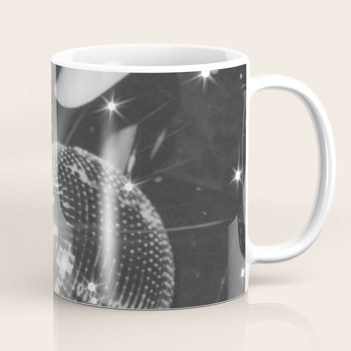 Disco Night | Black & White Photography | Vintage Photo Art Print | Groovy Christmas Party Coffee Mug Gallery Image 1