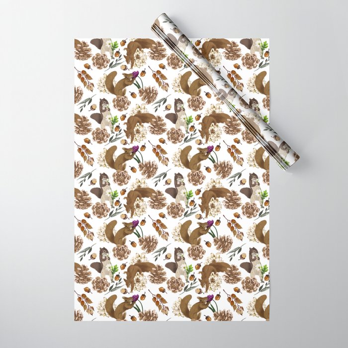 Flowering squirrel meadow Wrapping Paper Gallery Image 1