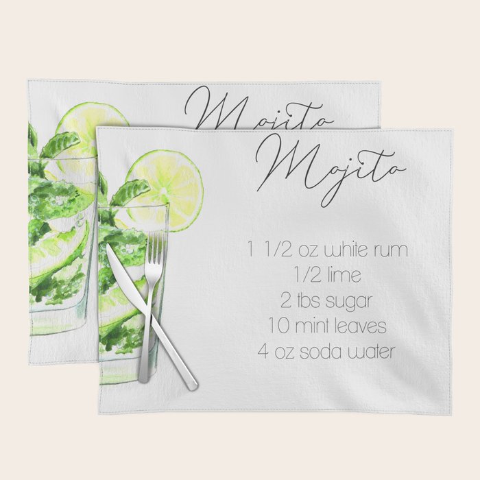 Cocktail Recipes. Mojito. Square Placemat Gallery Image 1