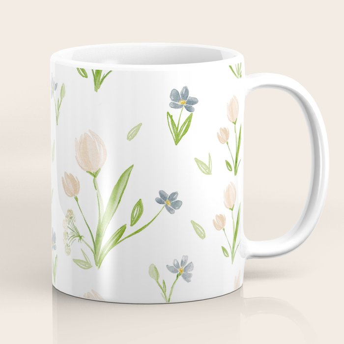 Watercolor Floral Pattern Botanical Design Coffee Mug Gallery Image 1