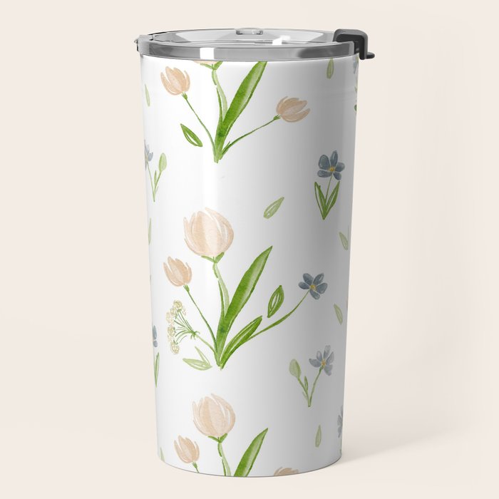 Watercolor Floral Pattern Botanical Design Travel Mug Gallery Image 2