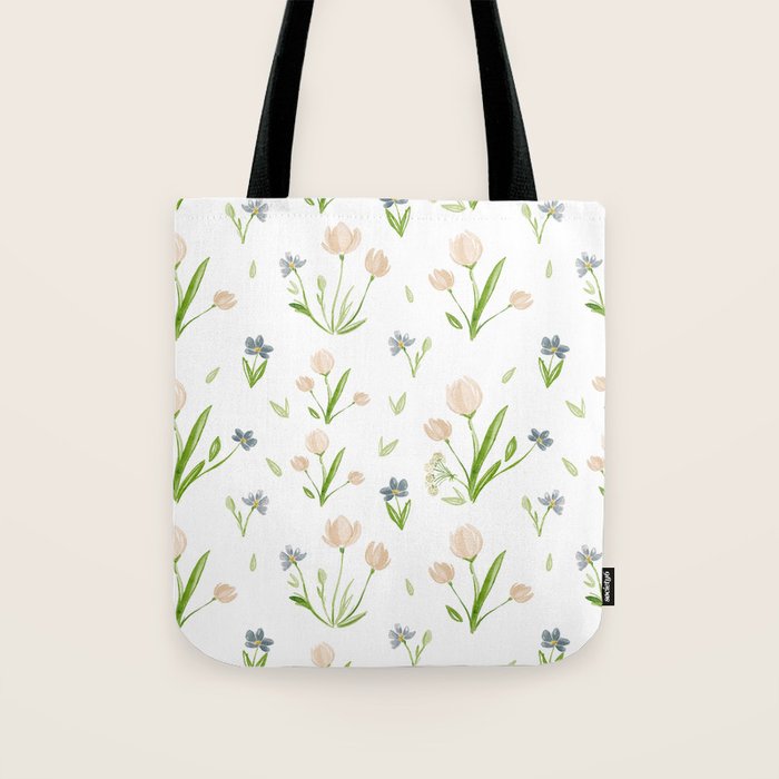 Watercolor Floral Pattern Botanical Design Tote Bag Gallery Image 1