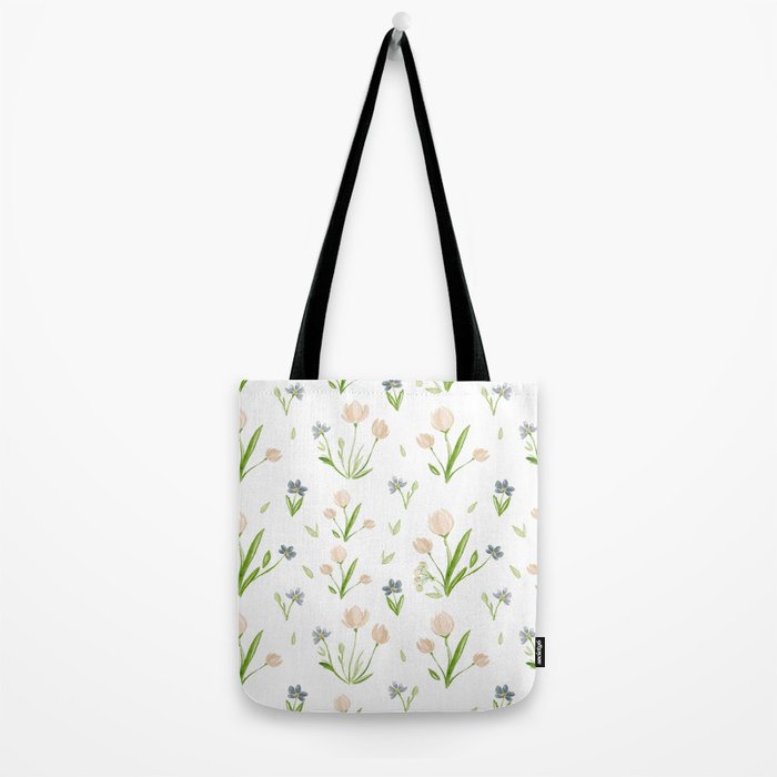 Watercolor Floral Pattern Botanical Design Tote Bag Gallery Image 2