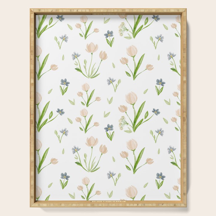 Watercolor Floral Pattern Botanical Design Serving Tray Gallery Image 1