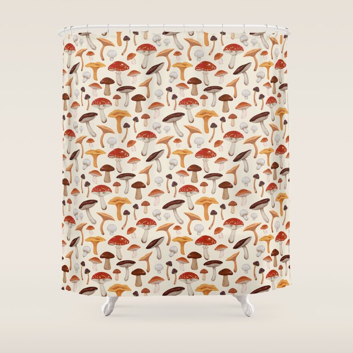 Mushroom Medley Pattern - Neutral Shower Curtain Gallery Image 1