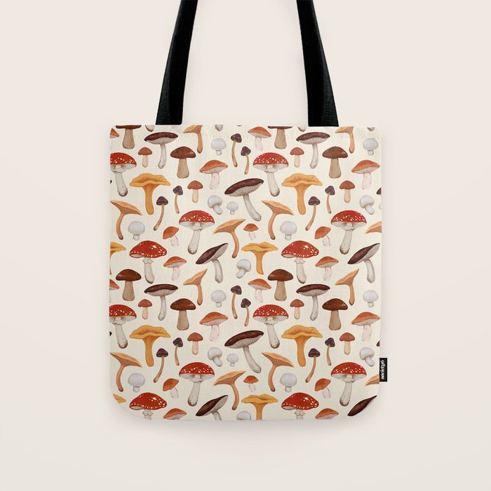 Mushroom Medley Pattern - Neutral Tote Bag Gallery Image 1