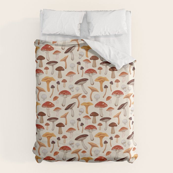Mushroom Medley Pattern - Neutral Duvet Cover Gallery Image 6
