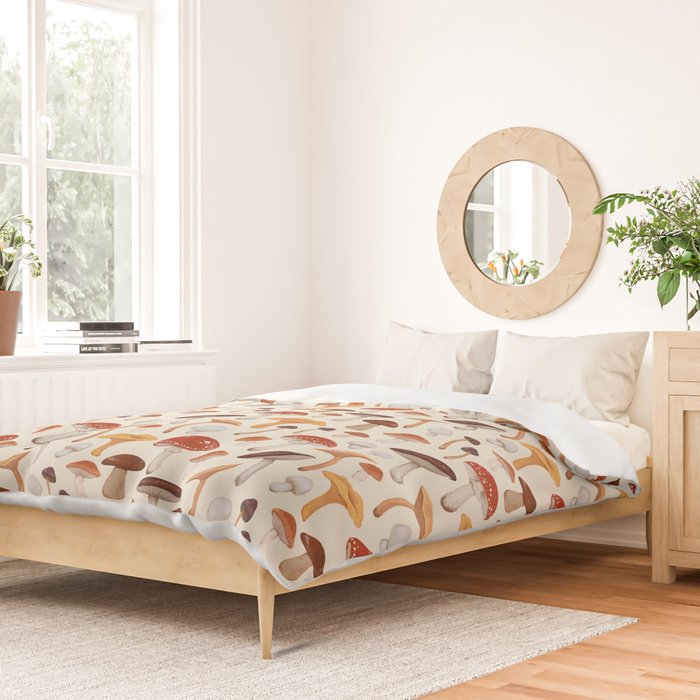 Mushroom Medley Pattern - Neutral Duvet Cover Gallery Image 2