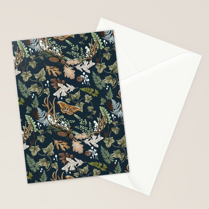 Bohemian leafy forest at night Stationery Card Gallery Image 2