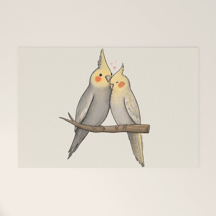 Cockatiel Cuddle Welcome Mat Gallery Image 1