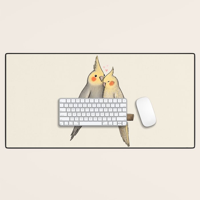 Cockatiel Cuddle Desk Mat Gallery Image 1