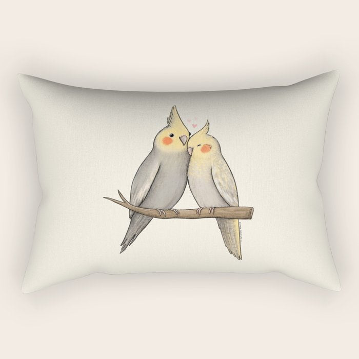 Cockatiel Cuddle Rectangular Pillow Gallery Image 1