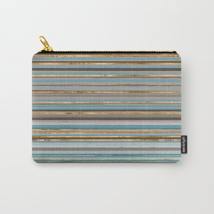 Taupe, gold and teal stripes Carry All Pouch Gallery Image 1