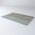 Taupe, gold and teal stripes Rug Gallery Image 3