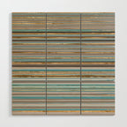 Taupe, gold and teal stripes Wood Wall Art Gallery Image 1