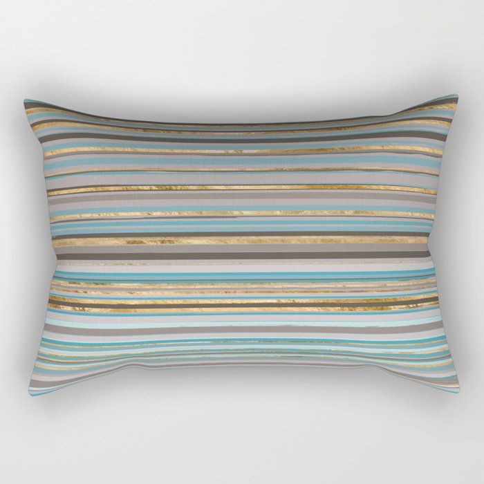 Taupe, gold and teal stripes Rectangular Pillow Gallery Image 2