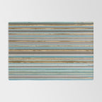 Taupe, gold and teal stripes Rug Gallery Image 2
