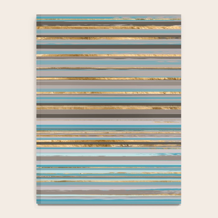 Taupe, gold and teal stripes Notebook Gallery Image 4