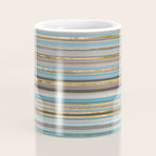 Taupe, gold and teal stripes Coffee Mug Gallery Image 4