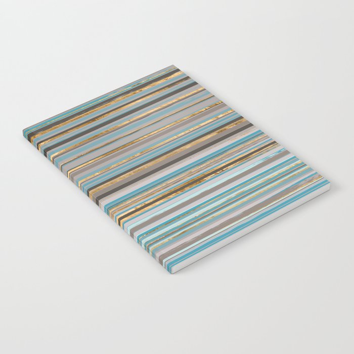 Taupe, gold and teal stripes Notebook Gallery Image 2