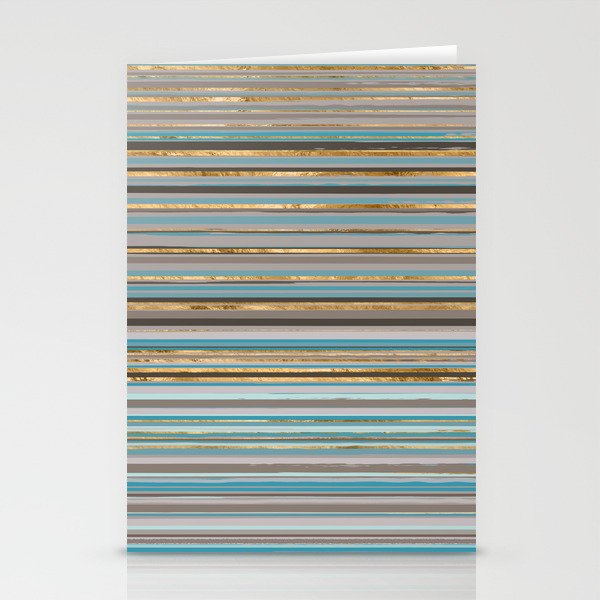 Taupe, gold and teal stripes Stationery Card Gallery Image 1