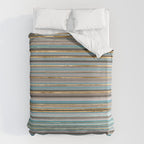 Taupe, gold and teal stripes Duvet Cover Gallery Image 6