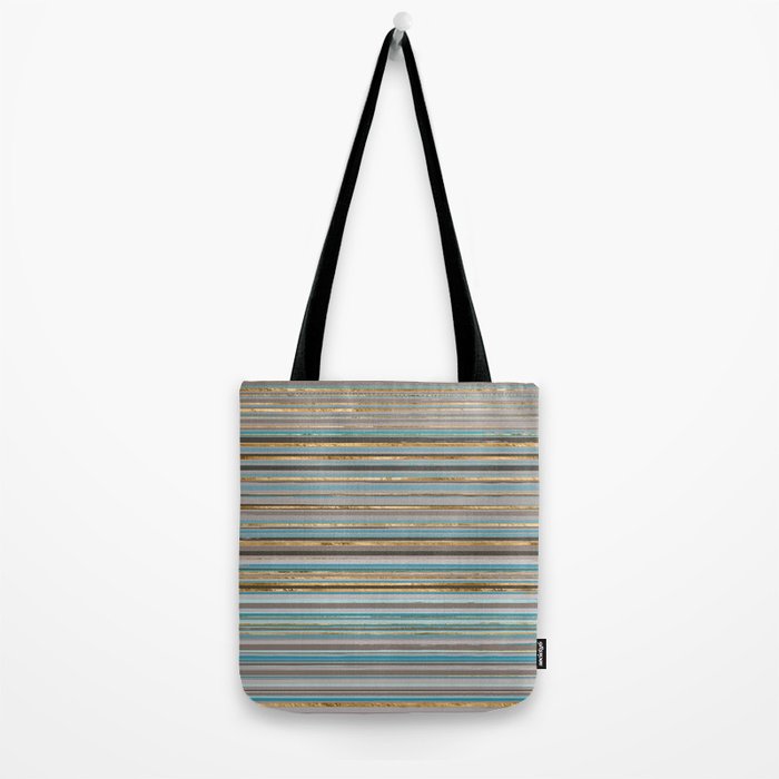Taupe, gold and teal stripes Tote Bag Gallery Image 2