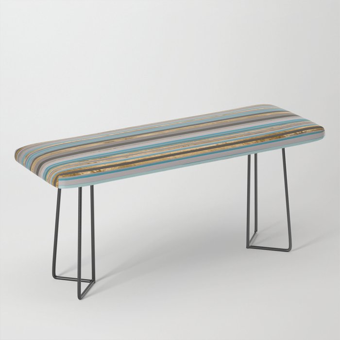 Taupe, gold and teal stripes Bench Gallery Image 1