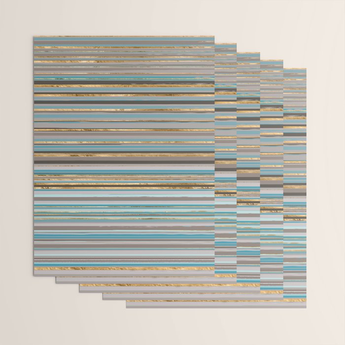 Taupe, gold and teal stripes Wrapping Paper Gallery Image 3