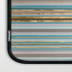 Taupe, gold and teal stripes Laptop Sleeve Gallery Image 3