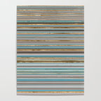 Taupe, gold and teal stripes Poster Gallery Image 4
