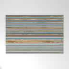 Taupe, gold and teal stripes Welcome Mat Gallery Image 1