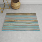 Taupe, gold and teal stripes Rug Gallery Image 1