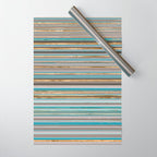 Taupe, gold and teal stripes Wrapping Paper Gallery Image 1