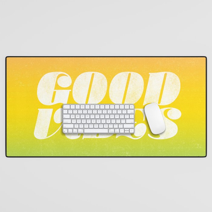 good vibes, rainbow Desk Mat Gallery Image 1