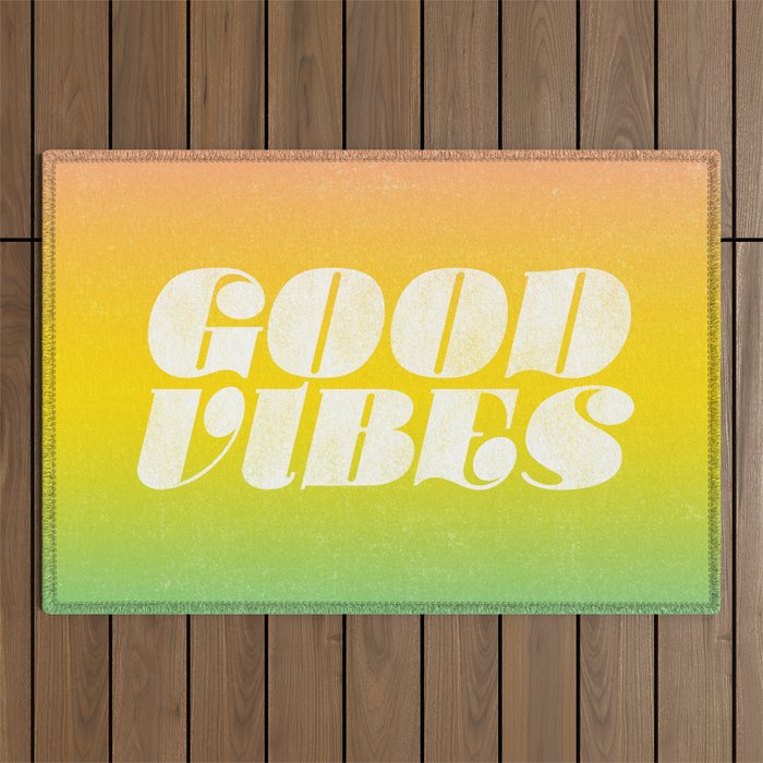 good vibes, rainbow Outdoor Rug Gallery Image 1
