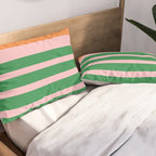 Mixed Stripe Pattern in Green, Pink, and Orange Pillow Sham Gallery Image 2