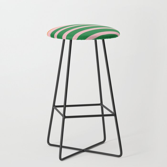 Mixed Stripe Pattern in Green, Pink, and Orange Stool Gallery Image 1
