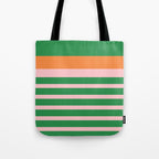 Mixed Stripe Pattern in Green, Pink, and Orange Tote Bag Gallery Image 1
