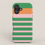 Mixed Stripe Pattern in Green, Pink, and Orange iPhone Case Gallery Image 1